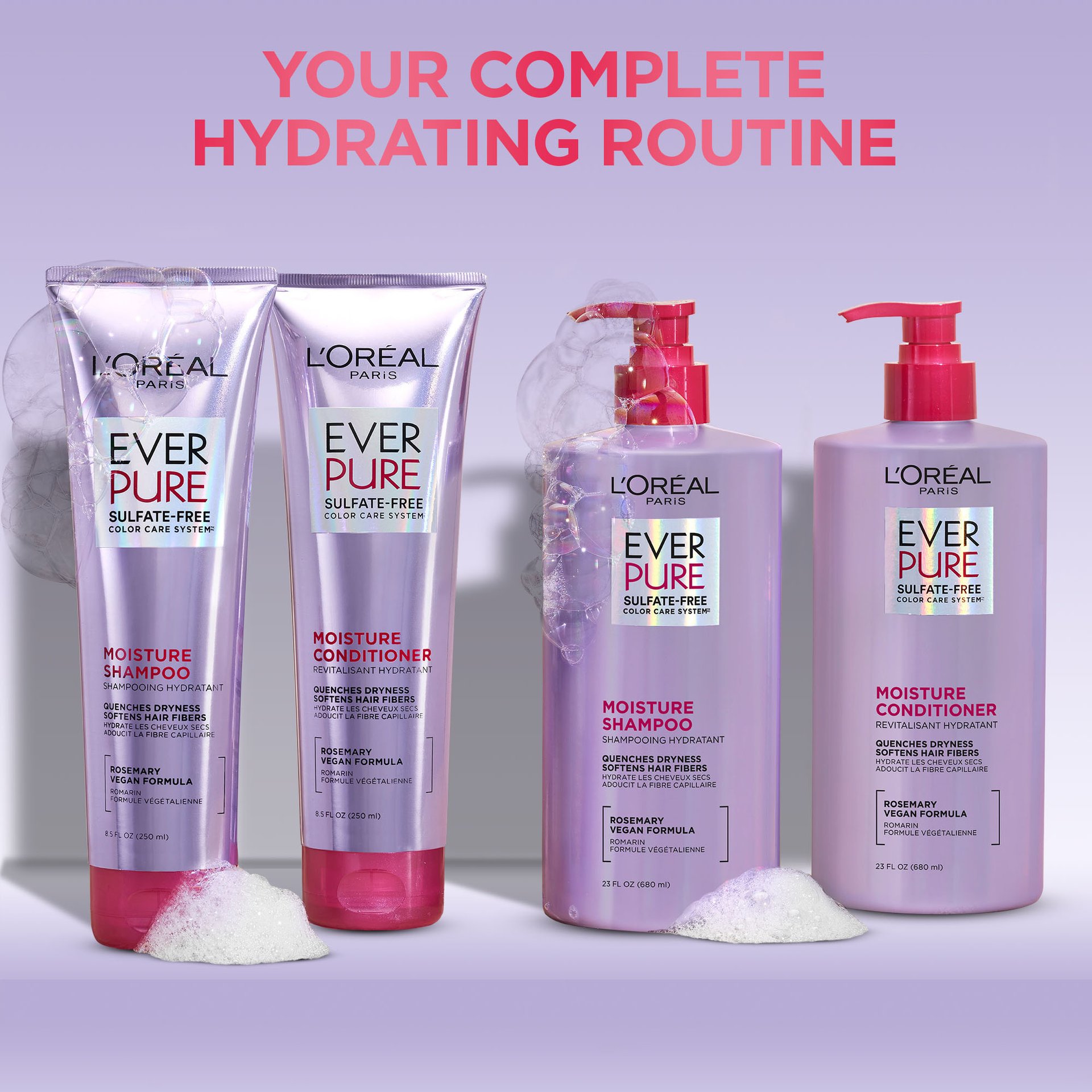 L'Oréal Paris EverPure Sulfate-Free Moisture Shampoo, Full Product Range